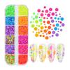 Caixa com 12 Compartimentos de Lantejoulas Coloridas de Formato Irregular: Borboleta, Coração, Flor, Estrela para Nail Art Lantejoulas Fluorescentes Decorações de Resina DIY