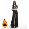 Jeans de Mujer de Color Café Transfronterizos Maillard de Cintura Alta Elásticos con Más Terciopelo Estilo Caliente Otoño/Invierno 2026 Versátiles Cálidos de Campana