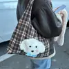 Otoño e Invierno Nuevo Estilo Coreano Bordado Cachorro Lindo Cuadros Bolso de Hombro Casual Estudiante Clase Bolso de Mano