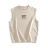 Camiseta sin mangas de manga corta para hombre 2026 nuevo verano cuello redondo estampada juvenil deportiva fitness absorbente de sudor hombros anchos chaleco