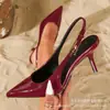 Para Sandalias de Tacón Alto de Mismo Estilo con Punta Fina, Espalda Descubierta, Tacón Delgado, Decoración de Hebilla Metálica, Zapatos de Mujer de Moda