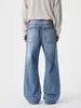 Muxi Roupas Retro Americano Tendência Cleinfit Estilo de Rua Jeans Azul Claro Emagrecedor Versátil Calças Flare