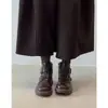 Botas Martin de Cuero con Hebilla Redondas Retro de Nicho para Mujer 2026 Otoño/Invierno Nuevas Versátiles Estilo Británico Tacón Grueso Botines