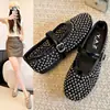 Zapatos Mary Jane Cuadrados Retro con Hebilla de Pedrería para Mujer, Zapatos Planos Cómodos de Suela Suave para el Trabajo, Sandalias Estilo Hada Famosas en Internet