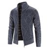 2024 comércio exterior novo primavera e outono forrado com fleece tamanho plus size masculino xadrez casual gola alta cardigã suéter de manga longa casaco