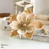 Decoração de Natal Transfronteiriça Tecido de Veludo de Alta Qualidade Flor de Natal DIY Tecido Decorativo Lantejoula Rosa Pegajosa Flor de Árvore de Natal Arranjo