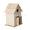 Casa de pájaros de madera blanca en bruto Alimentador de pájaros DIY Caja nido Casa de pájaros