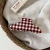 Pasador de Acetato a Cuadros con Lunares Rojos Difuminados Estilo Francés Clip de Tiburón de Alto Diseño Femenino para Mujer