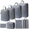 Conjunto de Compressão para Armazenamento de Viagem com 7 Peças para Roupas Sapatos Higiene Pessoal Cosméticos Sacos de Armazenamento Sacos Impermeáveis Armazenamento Portátil