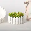 Valla Maceta de Plástico Suculenta Flor Artificial con Valla Pequeña Cesta de Flores Redonda Arreglo Floral Cesta de Flores Decorativa Maceta Hidropónica