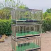 Jaulas de Acero Inoxidable de Tres y Dos Niveles para Pollos, Patos, Conejos y Palomas, Adecuadas para Uso Doméstico y al Aire Libre, Impermeables Multicapa