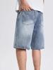 Bermudas de mezclilla recta lavada vintage para hombre, verano, delgadas, holgadas, estilo americano, pantalones modernos, casuales, medios