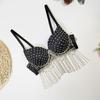 Estilo europeu e americano cross-border palco diamante tassel sexy charmoso dança do ventre tubo top grande sem costas triângulo copo sutiã frisado