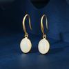 Pendientes de jaspe de plata esterlina S925 para mujer, elegantes y de moda, de alta calidad, con gancho para la oreja de jade Hetian.