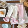 [En Stock] Leggings Infantiles Forrados de Polar Dk252224 Otoño e Invierno 2025 Nuevos Leggings Integrados de Polar para Niñas Venta al por Mayor