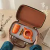 Juego de Té de Viaje con Tema de Caqui, Juego Kung Fu, Tetera de Caqui, Tazas de Té de Cerámica, Caja de Regalo, Souvenir de Negocio