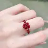Anillo de Cinabrio, Anillo de Flor de Rosa, Anillo Pixiu de Arena Dorada Púrpura, Anillo de Cuenta de Seis Caracteres de Cinabrio y Granate, Venta al por Mayor de Joyería
