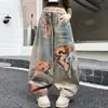 Jeans Casuales para Mujer con Diseño de Estampado Digital Colorido, Nuevo Estilo de Primavera, Cintura Alta, Corte Holgado, Adelgazante, Pantalones Versátiles de Pierna Recta y Pierna Ancha