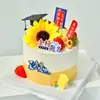 Decoración para Pastel Temporada de Graduación 2025 Sombrero Doctoral Juvenil Inacabado Girasol Lista Dorada Enchufe Decorativo para Hornear