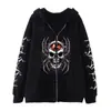Sudadera con capucha retro Y2K europea y americana Diablo Pareja gótica Mariposa Calavera Harajuku Talla grande Protección de cremallera