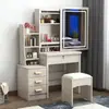 Tocador de Cajones con Espejo Deslizante Integrado, Popular entre Influencers Transfronterizos, Mesa de Maquillaje para Alquiler de Dormitorio, Venta al por Mayor, Diseño Sencillo