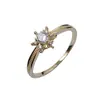 Venta Caliente Transfronteriza Anillo de Copo de Nieve con Diamante de Seis Garras Apertura Ajustable Lujo Ligero Alta Calidad Elegante Anillo de Compromiso con Diamante Joyería