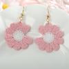 Aretes de Girasol Tejidos de Invierno Mori Aretes Lindos de Temperamento Femenino Hechos a Mano Gancho para la Oreja Dulce Flor Lana