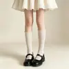 Calcetines Lolita de Encaje Blanco para Mujer, Estilo Media Pantorrilla, Calcetines Largos de Encaje JK, Medias Estilo Japonés, Al Por Mayor en Stock