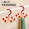 Gancho Rotativo Seis Garras Dopamina para Pendurar Bolsas, Gancho Multifuncional Doméstico para Roupas Íntimas e Chapéus, Prateleira de Armazenamento Sem Furos