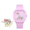 Reloj Infantil de Dibujos Animados Sanrio para Estudiante Femenina Simple Moderno Cuadrado con Correa de Silicona Reloj de Cuarzo