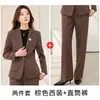 Novo Conjunto de Terno Formal Profissional Outono/Inverno 2026 para Mulheres Altas, Blazer Marrom para Entrevista e Uso Diário