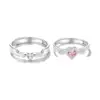 Anillo de Pareja Alas de Ángel Corazón Diseño de Nicho Ins Anillo de Sentido Avanzado Anillo Abierto Venta al por Mayor