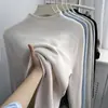 Suéter de algodón suave con forro polar, camisa base de cuello alto medio para mujer, otoño e invierno, grueso, de una pieza, de terciopelo, suave, de color sólido, de punto, cálido.