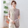 Ropa para mujeres de mediana edad y ancianas talla grande holgada casual de dos piezas moda abrigo jacquard calado traje de top de punto de seda helada