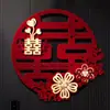 Pegatinas de Personajes Doble Felicidad para Bodas, Decoraciones de Flores de Perla Afelpadas Especiales para la Decoración de la Habitación de Bodas, Pegatinas 3D de Doble Felicidad para Puertas de Entrada y Puertas de Habitaciones