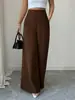 Pantalones casuales lisos de cintura alta, doble botonadura, corte holgado, adelgazantes, de verano, nuevos, transfronterizos europeos y americanos, para ir al trabajo