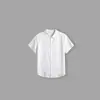 Camisa de Manga Corta Nueva de Verano para Hombre Cáñamo Puro Simple Transpirable Holgada Casual Cuello Solapa FSY60654