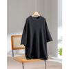 Camiseta de punto corta de lana 100% de corte ancho con manga de borde enrollado Hengjia Qy26 para mujer, color liso, top elegante para capas