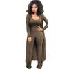 Traje de tres piezas de punto elástico alto europeo y americano de Amazon transfronterizo ajustado sexy para club nocturno para mujer