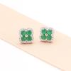 Pendientes de lujo Niche Light con microincrustaciones de circonita verde y trébol de cuatro hojas, chapados en oro, de plata 925, accesorios para mujer