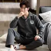 Pijama de Algodón de Aire para Hombre Otoño e Invierno Engrosado Cálido Sandwich de Tres Capas Algodón Puro Talla Grande para Papá de Mediana Edad Traje de Casa