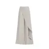 Pantalones de Mujer de Pierna Ancha de Cintura Alta con Cinta Irregular Marrón-Gris, Nuevo Estilo 2026, Pantalones Casuales de Traje Rectos de Caída Adelgazante