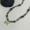 Collar Gargantilla Cadena Clavícula Estilo Étnico Vintage Colgante Cebra con Cuentas Diseño de Nicho Lujo Ligero Gama Alta Tendencia para Mujeres