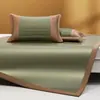 Esterilla de Ratán Doble Cara, Completamente Cubierta, Plegable, Reversible, Esterilla Refrigerante de Seda de Hielo, Juego de Tres Piezas, Lavable, Antideslizante, Esterilla Suave para Aire Acondicionado para el Verano