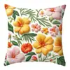 Funda de Almohada Estampada para Sofá de Casa con Diseños de Plantas y Flores, Funda de Cojín para Sofá de Dormitorio y Oficina