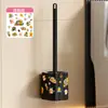 Juego de Cepillo para Inodoro, Cepillo Suave de Cerdas para el Hogar, Sin Esquinas Muertas, Cepillo de Limpieza con Mango Largo con Base para Baño e Inodoro