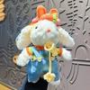 Vestido de princesa de pelúcia original, chaveiro de coelho com orelhas longas, vestido fofo de desenho animado, bolsa de boneca de coelho, pingente, pequeno presente