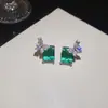 Conjunto de Collar y Aretes Cuadrados de Flor de Zirconia Bañado en Oro Real de 18K, Collar de Lujo Ligero de Gama Alta, Joyería de Lujo para Mujeres