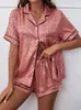 Comercio Exterior Europeo y Americano Transfronterizo Ropa de Casa Sexy para Mujer Traje Estampado Primavera y Verano Cómodo Casual Hogar Camiseta de Manga Corta y Shorts