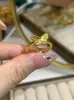 Anillo Abierto Mariposa Oro Láser Oro Arena para Mujer Oro Simulado Nicho Lujo Accesible Acero Inoxidable de Gama Alta Joyería
